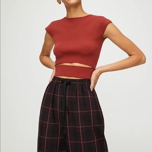 White Aritzia Cutout Knit Sweater (long sleeve)